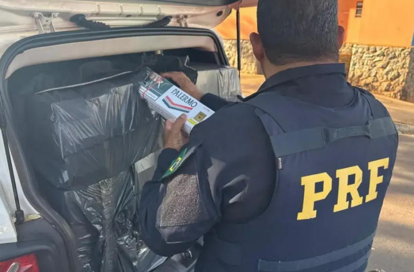  PRF apreende carro furtado com 9 mil maços de cigarros contrabandeados na SP-425